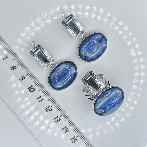 Серьги с10160 (18.95 г), серебро,  Синий Кианит купить в интернет-магазине Циркон С