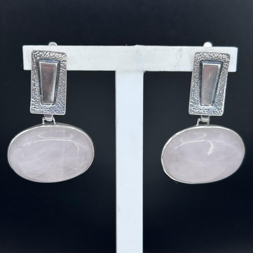 Серьги с10160 (18.00 г), серебро,  Розовый Кварц розовый купить в интернет-магазине Циркон С