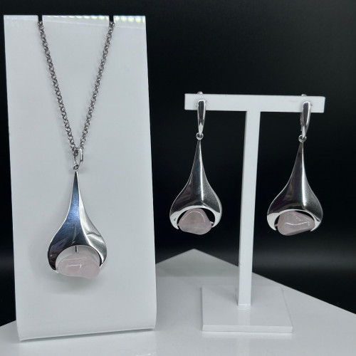 Серьги с10161 (13.88 г), серебро,  Розовый Кварц розовый купить в интернет-магазине Циркон С