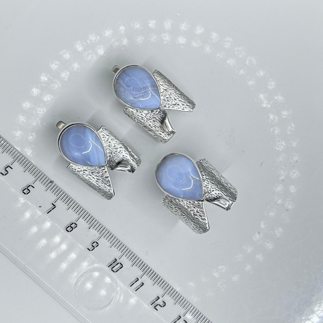 Серьги с10164 (11.47 г), серебро, голубой, агат купить в интернет-магазине Циркон С