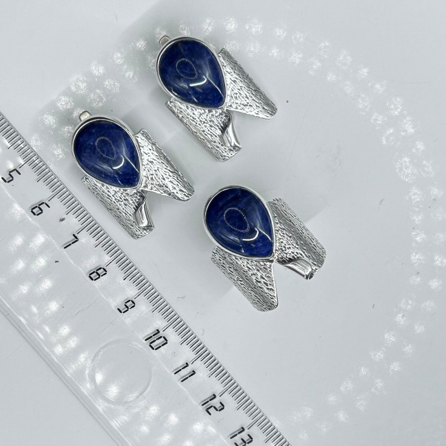 Серьги с10164 (11.01 г), серебро, синий, содалит купить в интернет-магазине Циркон С