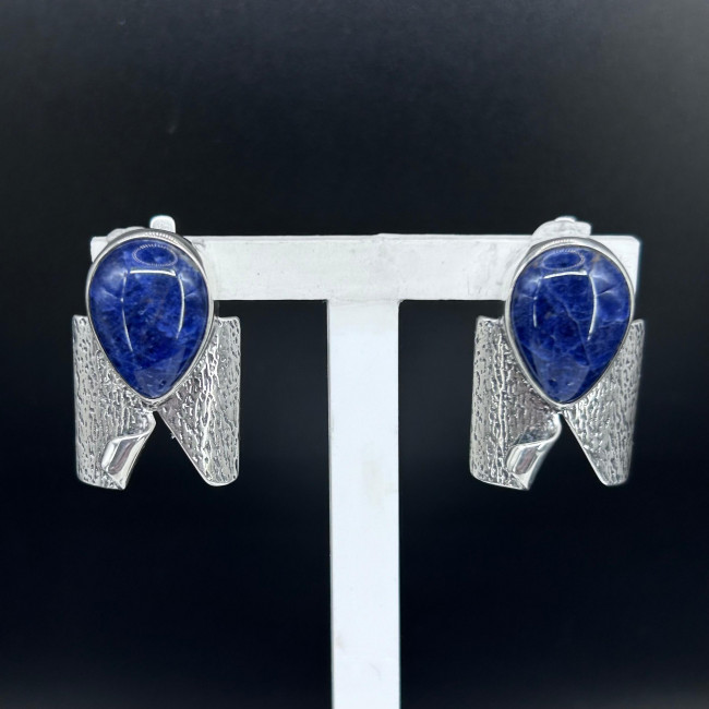 Серьги с10164 (11.01 г), серебро, синий, содалит купить в интернет-магазине Циркон С