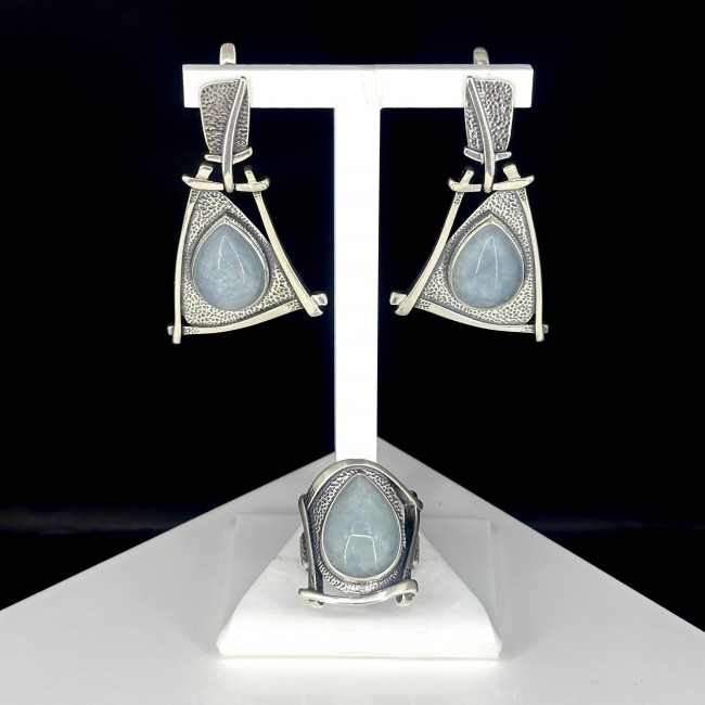 Серьги с10165 (20.80 г), серебро, голубой, аквамарин купить в интернет-магазине Циркон С