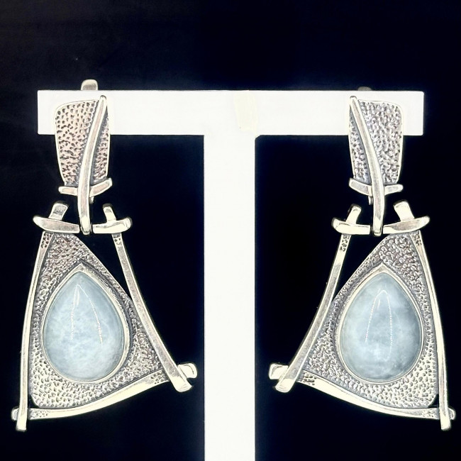 Серьги с10165 (20.80 г), серебро, голубой, аквамарин купить в интернет-магазине Циркон С