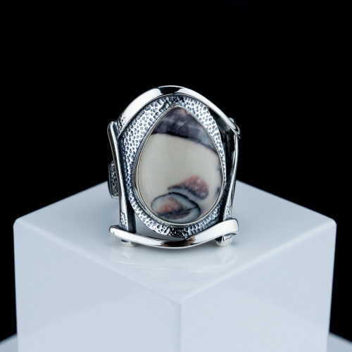 Кольцо к10165 (10.44 г), серебро,  Бежевый Яшма купить в интернет-магазине Циркон С
