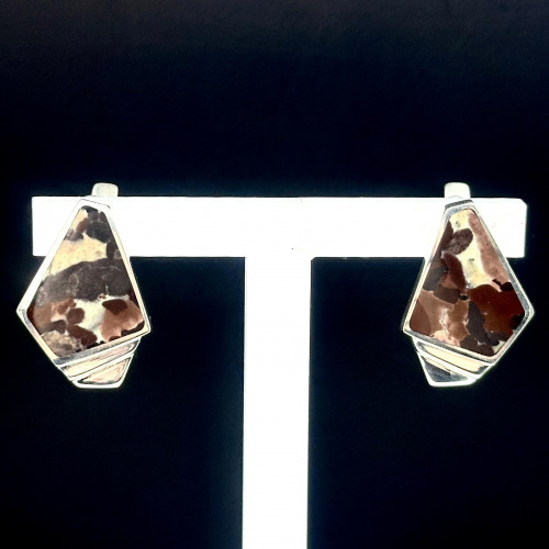 Серьги с10177 (8.90 г), серебро,  Коричневый Яшма купить в интернет-магазине Циркон С