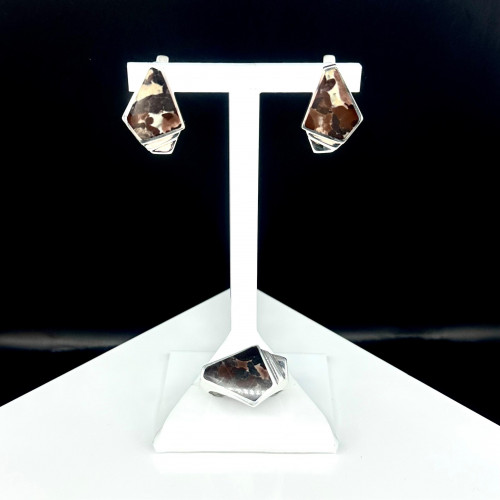 Серьги с10177 (8.90 г), серебро,  Коричневый Яшма купить в интернет-магазине Циркон С