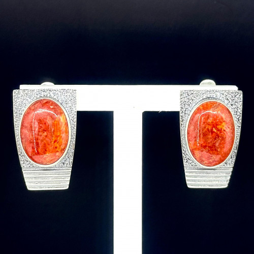 Серьги с10178 (12.32 г), серебро,  Красный Коралл Губч. купить в интернет-магазине Циркон С