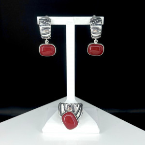 Кольцо к10179 (9.50 г), серебро,  Красный Коралл (Имит) купить в интернет-магазине Циркон С