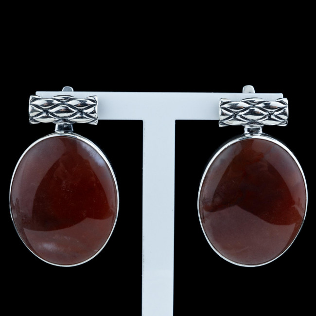 Серьги с10181 (22.92 г), серебро, коричневый, сердолик купить в интернет-магазине Циркон С