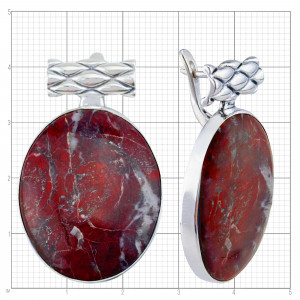 Серьги с10181 (23.19 г), серебро,  Красно-коричневый Яшма купить в интернет-магазине Циркон С