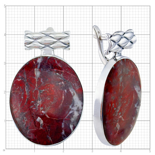 Серьги с10181 (23.19 г), серебро,  Красно-коричневый Яшма купить в интернет-магазине Циркон С
