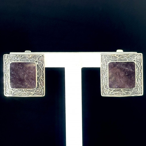 Серьги с10184 (9.47 г), серебро,  Фиолетовый Лепидолит купить в интернет-магазине Циркон С