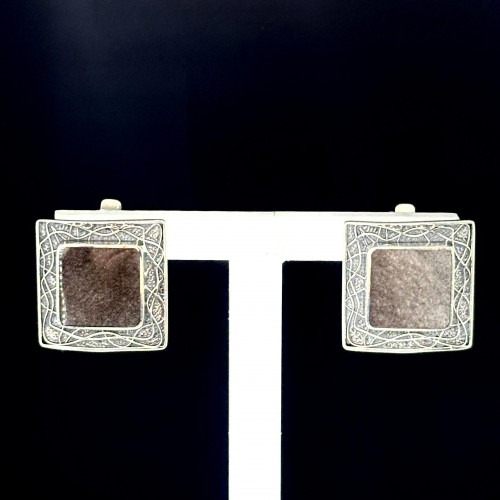 Серьги с10184 (9.38 г), серебро,  Серый Обсидиан шелк. купить в интернет-магазине Циркон С