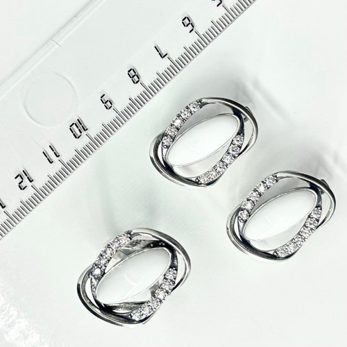 Кольцо к10187 (7.25 г), серебро,  Белый, Бесцветный Кахолонг (Имит), Фианит купить в интернет-магазине Циркон С