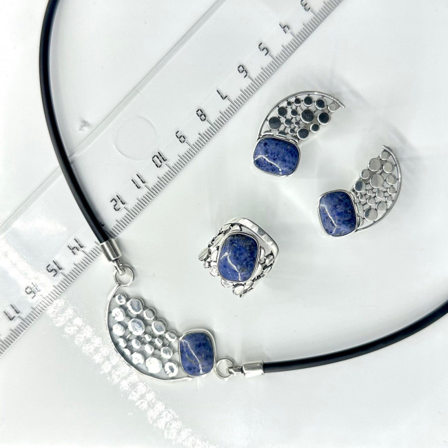 Серьги с10188 (12.83 г), серебро, синий, содалит купить в интернет-магазине Циркон С