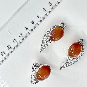 Серьги с10190 (13.96 г), серебро,  Коричневый Сердолик купить в интернет-магазине Циркон С
