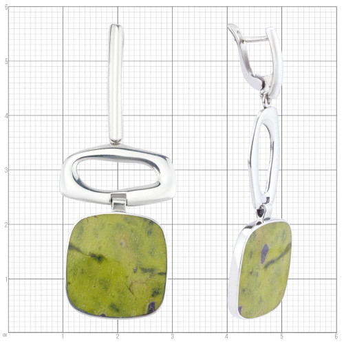 Серьги с10191 (13.00 г), серебро,  Зелено-желтый Атлантисит купить в интернет-магазине Циркон С