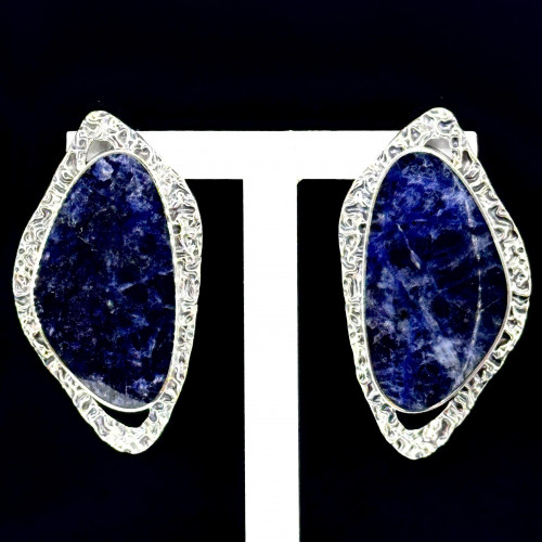 Серьги с10196 (23.72 г), серебро,  Синий Содалит купить в интернет-магазине Циркон С