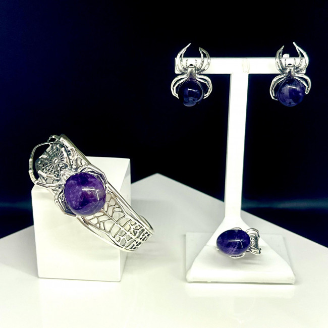 Серьги с10204 (13.56 г), серебро, фиолетовый, аметист купить в интернет-магазине Циркон С