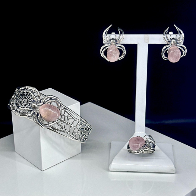 Серьги с10204 (10.99 г), серебро, розовый, кварц розовый купить в интернет-магазине Циркон С