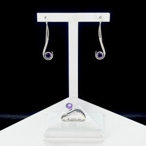 Серьги с10205 (3.80 г), серебро,  Фиолетовый, Белый Аметист, Топаз купить в интернет-магазине Циркон С