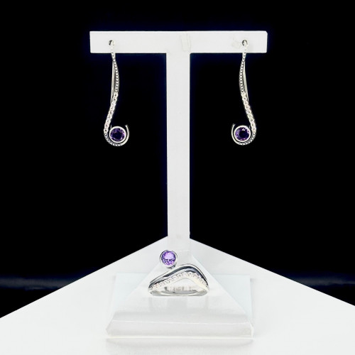 Серьги с10205 (3.80 г), серебро,  Фиолетовый, Белый Аметист, Топаз купить в интернет-магазине Циркон С