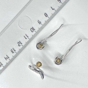 Серьги с10205 (3.73 г), серебро,  Белый, Рыжий Топаз, Цитрин купить в интернет-магазине Циркон С