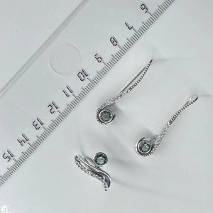 Серьги с10205 (3.83 г), серебро,  Зеленый, Белый Празиолит, Топаз купить в интернет-магазине Циркон С