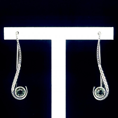 Серьги с10205 (3.83 г), серебро,  Зеленый, Белый Празиолит, Топаз купить в интернет-магазине Циркон С