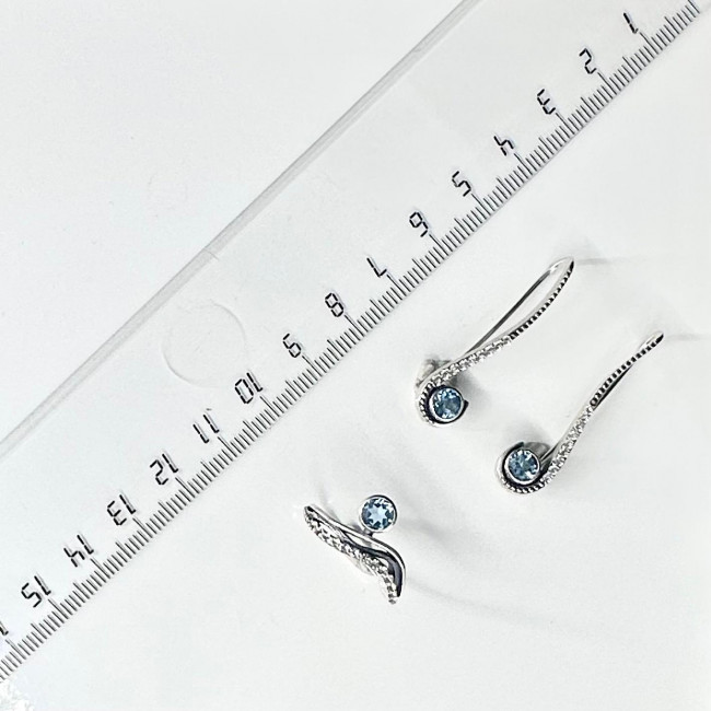 Серьги с10205 (3.88 г), серебро, белый, голубой, топаз, топаз скай купить в интернет-магазине Циркон С