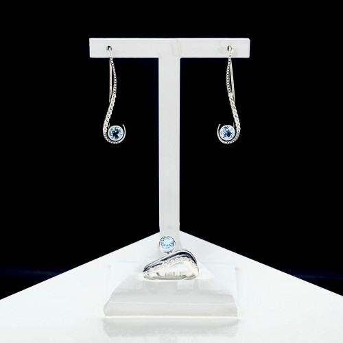 Серьги с10205 (3.88 г), серебро,  Белый, Голубой Топаз, Топаз Скай купить в интернет-магазине Циркон С