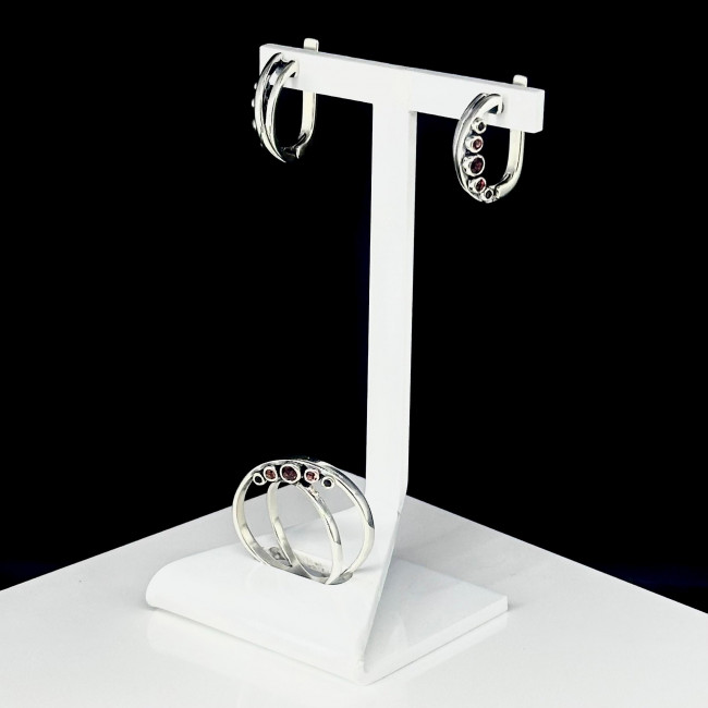 Серьги с10206 (4.95 г), серебро, красный, гранат купить в интернет-магазине Циркон С