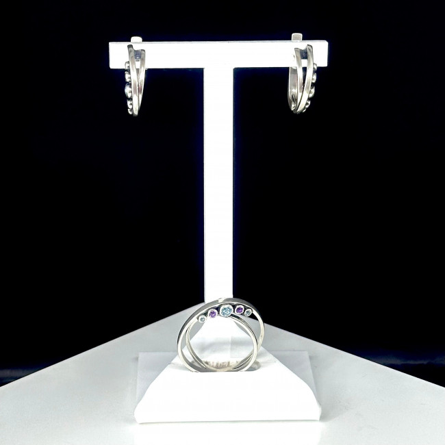 Серьги с10206 (4.93 г), серебро, фиолетовый, голубой, аметист, топаз свисс купить в интернет-магазине Циркон С