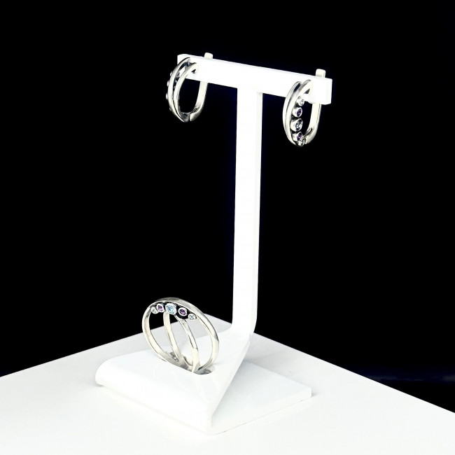 Серьги с10206 (4.93 г), серебро, фиолетовый, голубой, аметист, топаз свисс купить в интернет-магазине Циркон С