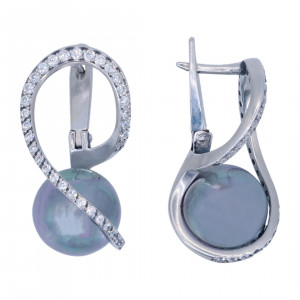 Серьги из серебра с фианитами с10207