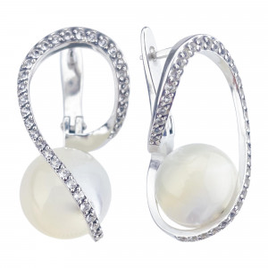 Серьги из серебра с фианитами с10207