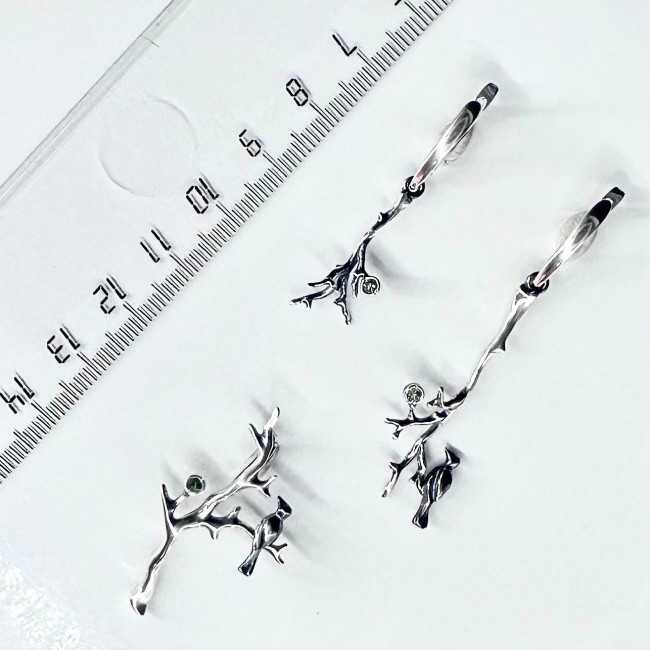 Серьги с10214 (4.40 г), серебро, зеленый, турмалин купить в интернет-магазине Циркон С