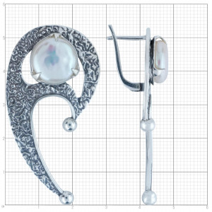 Серьги из серебра с жемчугом с10216