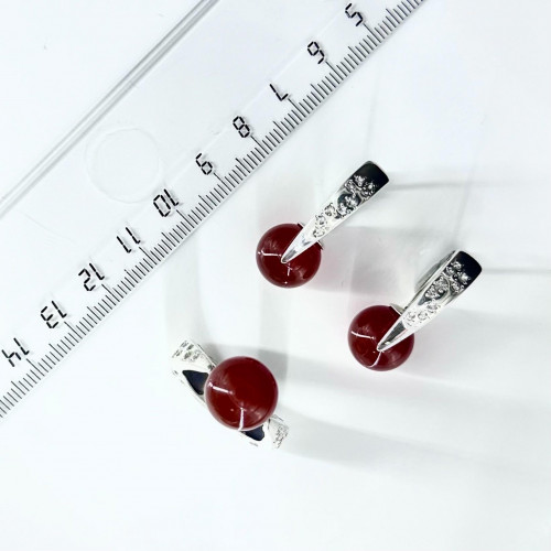 Серьги с10222 (9.51 г), серебро,  Коричневый, Белый Сердолик, Топаз купить в интернет-магазине Циркон С