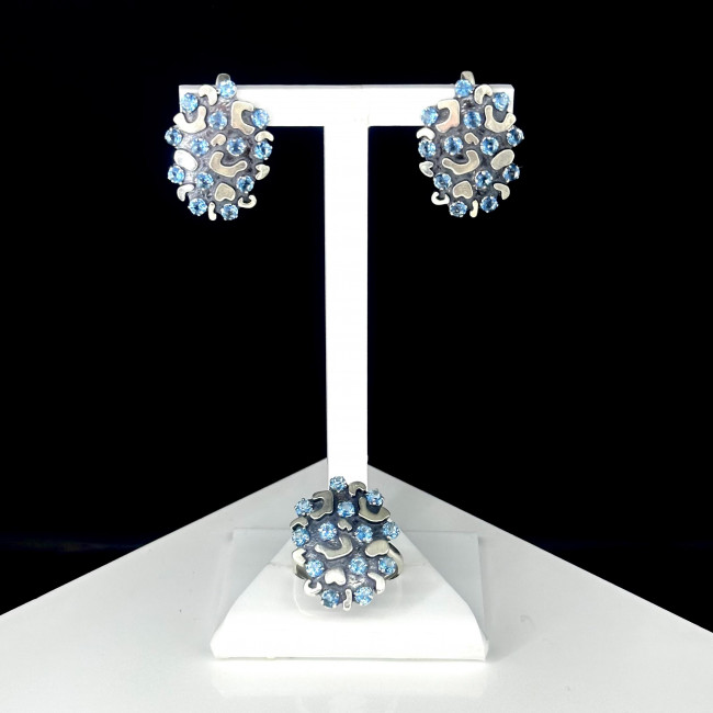 Серьги с10223 (8.80 г), серебро, голубой, топаз скай купить в интернет-магазине Циркон С