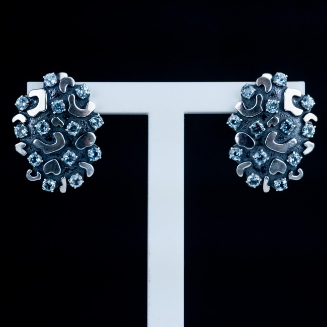 Серьги с10223 (8.80 г), серебро, голубой, топаз скай купить в интернет-магазине Циркон С