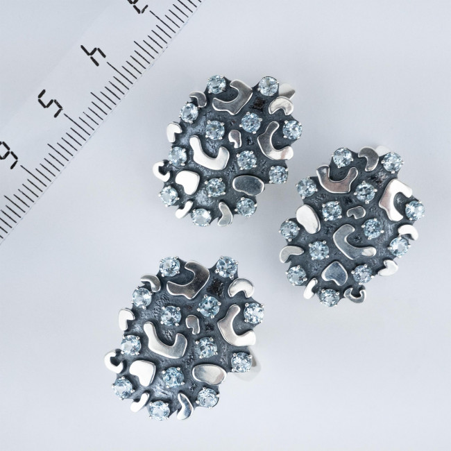 Серьги с10223 (8.80 г), серебро, голубой, топаз скай купить в интернет-магазине Циркон С