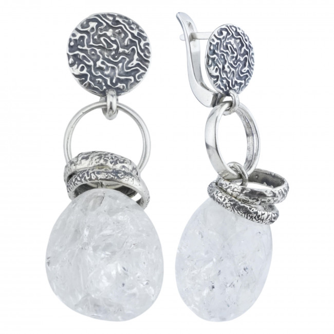 Серьги с10225 (13.73 г), серебро, белый, кварц хрусталь купить в интернет-магазине Циркон С