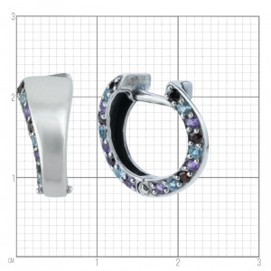 Серьги с10226 (2.54 г), серебро,  Фиолетовый, Красный, Голубой Аметист, Гранат, Топаз Скай купить в интернет-магазине Циркон С