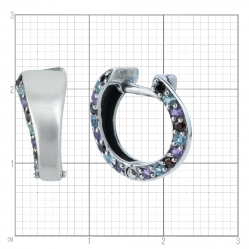 Серьги с10226 (2.54 г), серебро,  Фиолетовый, Красный, Голубой Аметист, Гранат, Топаз Скай купить в интернет-магазине Циркон С