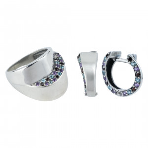 Серьги с10226 (2.54 г), серебро,  Фиолетовый, Красный, Голубой Аметист, Гранат, Топаз Скай купить в интернет-магазине Циркон С