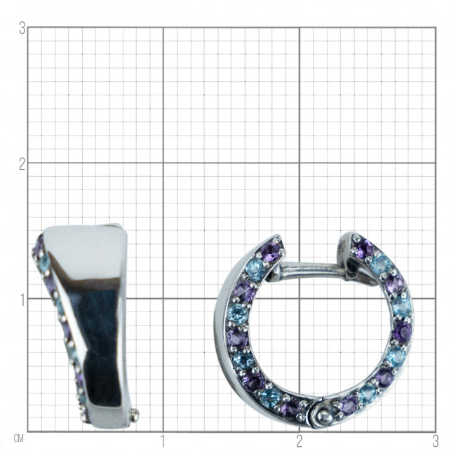 Серьги с10226 (2.48 г), серебро, фиолетовый, голубой, аметист, топаз скай купить в интернет-магазине Циркон С