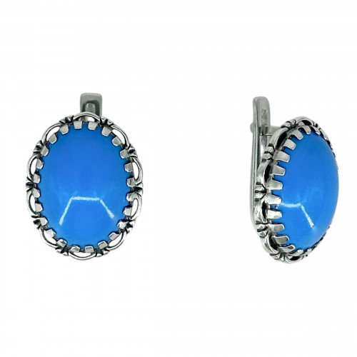 Серьги с10234 (7.99 г), серебро,  Голубой Бирюза (Имит) купить в интернет-магазине Циркон С