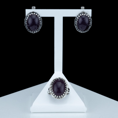 Серьги с10234 (9.50 г), серебро,  Фиолетовый Лепидолит купить в интернет-магазине Циркон С